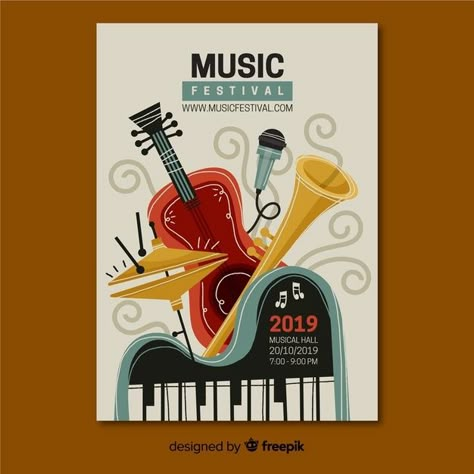 Hand drawn music festival poster | Free Vector #Freepik #freevector #brochure #flyer #poster #business Poster Business, Concert Poster Design, Music Flyer, Desain Editorial, Jazz Poster, Music Festival Poster, Music Drawings, Music Illustration, Music Poster Design