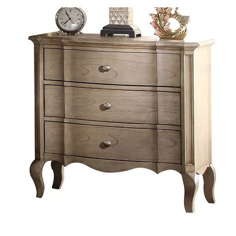 Lark Manor Feinstein 30'' Tall 3 - Drawer Bachelor's Chest in Antique Taupe & Reviews | Wayfair Upholstered Bedroom, Bachelors Chest, 3 Drawer Nightstand, 2 Drawer Nightstand, Acme Furniture, Hooker Furniture, Wood Nightstand, Bedroom Night Stands, Drawer Nightstand