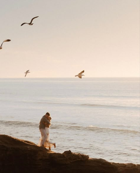 Proposal Film Photos, Wedding Save The Date Photoshoot, Creative Engagement Shoot, Scenic Engagement Photos, Engagement Photos Beach Winter, 35mm Engagement Photos, Sunrise Beach Engagement Photos, Romantic Asethic, Couples Photos Beach