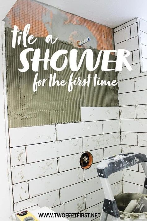 Are you debating on tiling your shower? See my experience tiling a shower for the first time plus there are lots of tips! Diy Tile, Diy Bathroom Remodel, Up House, Diy Bathroom Decor, Bathroom Redo, Diy Remodel, Diy Interior, Shower Remodel, Tile Shower