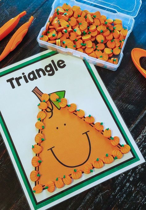 Mini Eraser Activities Preschool, Montesorri Shelves, Shape Mats Free Printable, Pumpkin Patch Preschool, Preschool Halloween Activities, Occupational Therapy Halloween, Halloween Preschool Activities, Kindergarten Enrichment, Pumpkin Lesson Plans