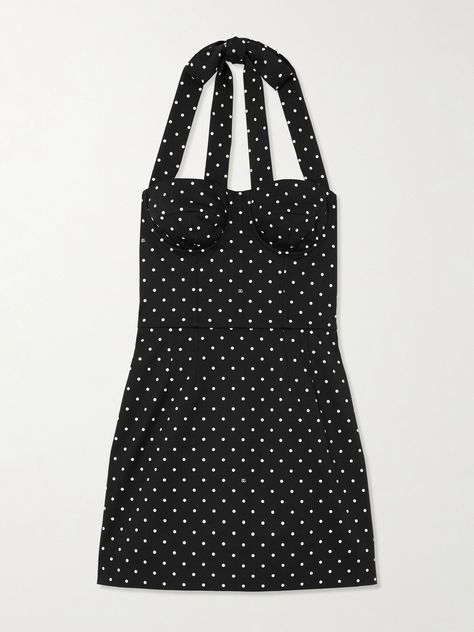 Shop DOLCE&GABBANA Printed polka-dot cotton-blend drill halterneck mini dress, Explore the latest DOLCE&GABBANA womens collection Luxury Mini Dress, Betty Boop Fashion, Dolce And Gabbana Outfit, Chanel Vintage Dress, Dolce And Gabbana Dress, Vintage Dolce And Gabbana, Dior Dresses, Halterneck Mini Dress, Black Polka Dot Dress