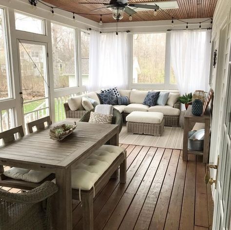 Screened Porch Designs, 3 Season Room, Sunroom Furniture, Sunroom Decorating, Sunroom Designs, Florida Room, تصميم للمنزل العصري, Porch Furniture, Decorating Ideas On A Budget