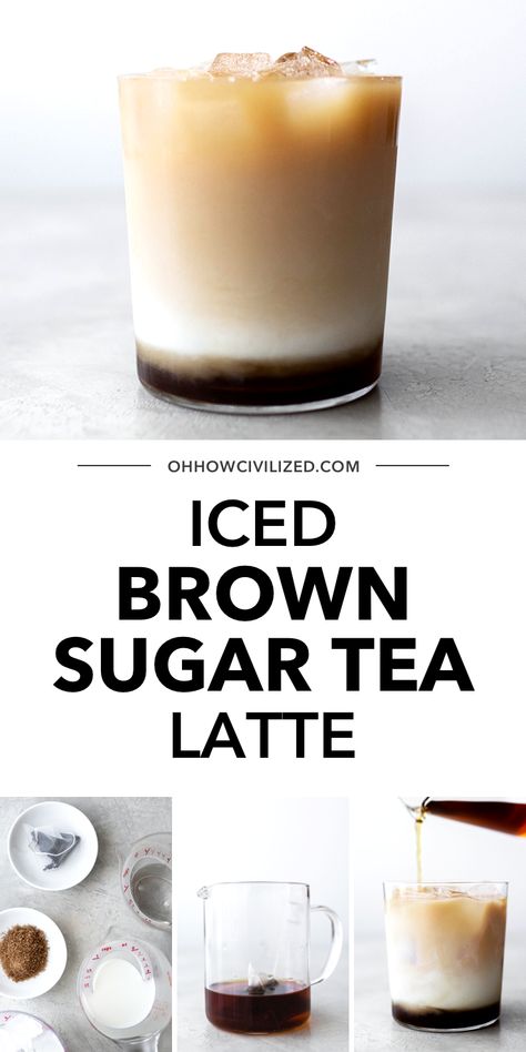 Iced Tea Latte, Black Tea Recipe, Brown Sugar Simple Syrup, Iced Latte Recipe, Tea Latte Recipe, Milk Tea Recipes, Tea Drink Recipes, Homemade Tea, Iced Tea Recipes