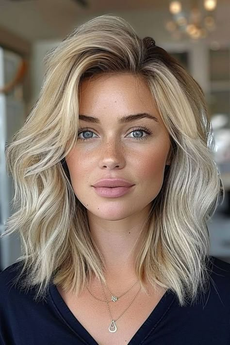 Choppy Layers hairstyle Longbob Hair, Blonde Hair Transformations, Choppy Haircuts, Belle Blonde, Glam Hair, Short Blonde Hair, Long Blonde Hair, Shoulder Length Hair, Medium Length Hair Cuts