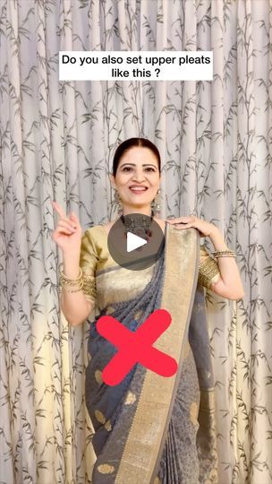 94K views · 4.3K reactions | Draping your upper pleats in a saree requires precision. 

If you’re unsure on how go drape it watch this video for a step-by-step guide on the correct technique. 

Save this video for later✨

 Draped this beautiful saree that i received from @momsgirl_fashion 

It’s the perfect choice for upcoming weddings and festivals✨🌟

Elegant and festive, it’s sure to make you stand out at any occasion♥️

You must check out their page @momsgirl_fashion for more such beautiful collection 

Follow my page @gehani.heena for more such saree draping videos ♥️

Link🔗-https://momsgirl.in/products/kanjivaram-silk-saree-with-floral-woven-design
.
.
.
.
#sareedrape #sareedraping #sareetipsandtricks #sareehacks #sareestyle #sareestyling #sareeindia #sareedrapping #sareereels #tuto Scarf Hacks, How Go, Saree Styling, Saree Drape, Saree Draping Styles, Saree Draping, Follow My Page, Woven Design, Saree Styles