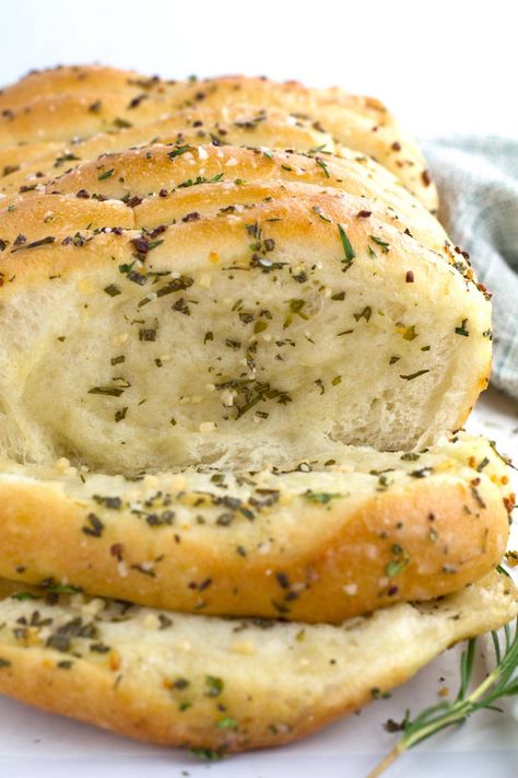 Rhodes Bread Dough Recipes, Frozen Dough Recipes, Bread With Herbs, Frozen Bread Dough Recipes, Rhodes Rolls Recipes, Rhodes Bread Dough, Garlic Herb Bread, Rhodes Bread, Savory Breads