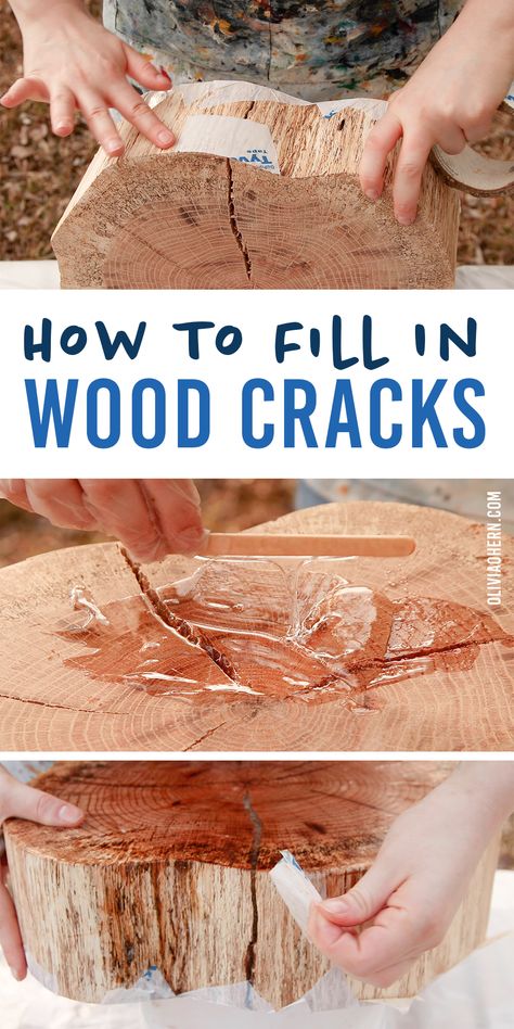 Filling Wood Cracks With Resin, How To Preserve Wood Logs, Working With Resin And Wood, River Wood Ideas, Wood Projects With Resin, Epoxy Filled Wood Table, Using Epoxy Resin Projects, Raw Wood End Table, Cedar Wood Ideas