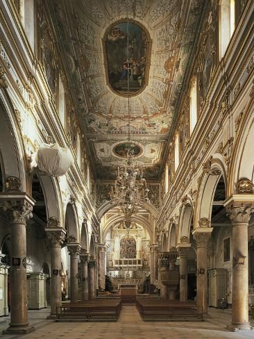 size: 24x18in Photographic Print: Nave of Cathedral of Matera : Basilicata Italy, Castle Aesthetic, Royalty Aesthetic, Royal Aesthetic, Baroque Architecture, Giclee Painting, Dark Academia Aesthetic, Gothic Architecture, Academia Aesthetic