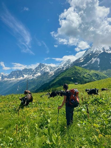 Switzerland Backpacking, Backpacking In Europe, Mont Blanc Hike, Backpacking Aesthetic, Europe Backpacking, Hiking Europe, Hiking Pictures, Backpacking Trip, Adventure Aesthetic