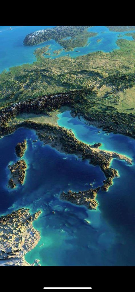 Earth Videos From Space Real, Relief Map, World Geography, Earth From Space, Visit Italy, Italy Vacation, Aerial Photography, Geology, Italy Travel