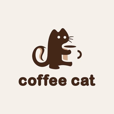 Cute Cat Logo Design, Cafe Logo Inspiration, Starbucks Logo Art, Coffee Logo Design Art, Coffee Ideas Design, Coffee Icon Logo, Cute Logo Design Ideas, Logo Coffee Design, Cat Logo Design Ideas