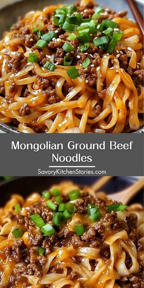 Dreaming of a comforting yet exciting dinner? This Mongolian Ground Beef Noodles Recipe offers a perfect blend of savory and satisfying flavors! Save this recipe for your ground beef recipes so you can make it again and again whenever the craving strikes! Mongolian Beef Noodles Recipe, Mongolian Noodles, Mongolian Ground Beef Noodles, Ground Beef Noodles, Mongolian Ground Beef, Mongolian Beef Recipes, Beef Noodles, Beginner Recipes, Mongolian Beef