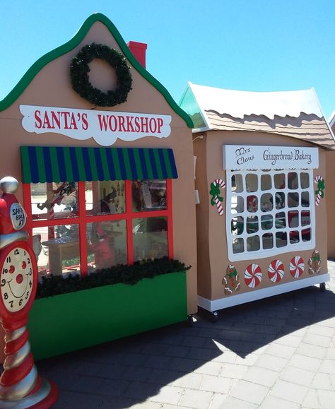 Christmas Santa Workshop Ideas, Santa’s Workshop Outdoor Decor, Christmas Village Office Decorations, Santa Workshop Photo Shoot, Diy Santa’s Workshop, Meet Santa Display, Santa’s Workshop Decorations Office, Santa's Workshop Window Display, The North Pole Decorations