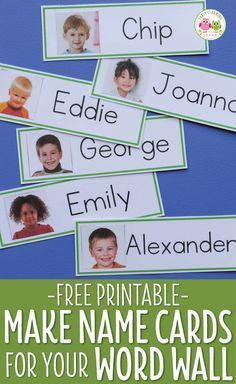 Kids love seeing their name cards up on your classroom word wall. Make your own name cards with the free templates and directions in this article. The name cards can also be used for many literacy activities and games. They are perfect for kids in preschool, pre-k, and kindergarten classrooms. word wall preschool, bulletin boards, free printables, word wall ideas, pre-k word wall Preschool Decorations, Word Wall Kindergarten, Preschool Photography, Classroom Word Wall, Sound Activities, Play Preschool, Kindergarten Names, Preschool Thanksgiving, Preschool Weather