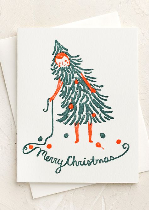 A letterpressed green and red Christmas card. Holiday Cards Design, Hand Lettered Christmas Cards, Letterpress Christmas Cards, Holiday Card Design, Dog Holiday Cards, Letterpress Machine, Letterpress Christmas, Cheers Card, Christmas Tree Lots