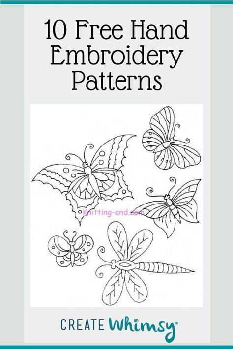 10 Resources for Free Hand Embroidery Patterns! - Create Whimsy Embroidery Templates Flowers Stencils, Embroidery Patterns Free Flower, Designs For Embroidery Free Pattern, How To Read Embroidery Patterns, Tracing Patterns Free Printable, Freehand Embroidery Patterns, Free Printable Embroidery Designs, Slow Stitch Butterfly, Dragonfly Embroidery Pattern Free