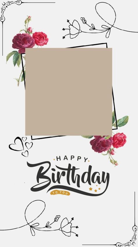 Happy Birthday Mom Background, Frame Template Birthday, Hbd Frame, Happy Birthday Picture Frame, Happy Birthday Didi, Naming Ceremony Invitation, Collage Photo Frame Design, Happy Birthday Clip Art, Birthday Background Design