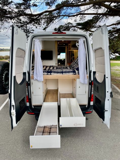 Mercedes Benz Sprinter LWB 2023 — Vanlife Conversions Mercedes Sprinter Conversion, Mercedes Benz Sprinter Camper, Micro Cement Bathroom, Mercedes Sprinter Camper Conversion, Bedroom Off White, Campervan Storage Ideas, Campervan Storage, Sprinter Camper Conversion, Pressed Tin Ceiling