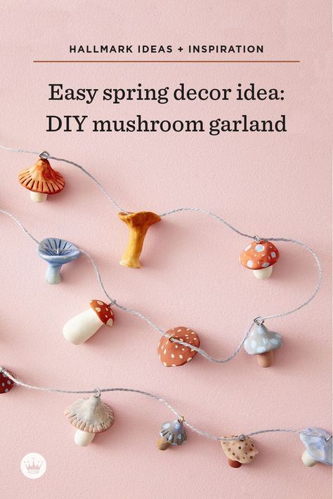 Easy Spring Decor, Seasonal Room Decor, Mushroom Garland, Spring Woodland, Diy Mushroom, Decorate For Spring, Cute Mushrooms, Diy Woodland, Halloween Breakfast