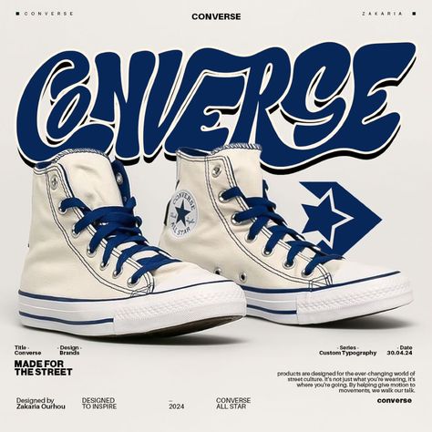 Converse Poster Design, Custom typography Sponsorship Poster Design, Shoe Branding Design, Converse Advertisement, Sponsorship Poster, Shoes Poster Design Ideas, Sneaker Branding, Shoe Marketing, Fashion Brand Poster, Shoe Poster Design