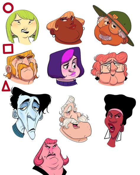 39.1k Likes, 118 Comments - Audrey Hopkins @audity (@audity) on Instagram: “One of my favorite ways to practice! Using the basic shapes to create characters ✍🏻❤️😁 #art…” Face Shapes Drawing Cartoon, Shapes In Character Design, Exaggerated Cartoon Art Styles, Auditydraws Art, Face Shapes Art, How To Draw Face Shapes, Cartoon Body Shapes, Character Shape Design, Shape Character Design