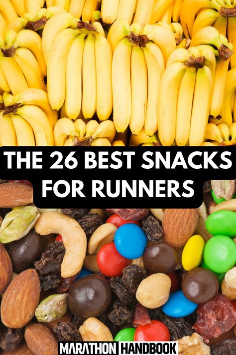 Snacking can get a bad rap but healthy snacks are actually an important part of your nutrition and fueling strategy as a runner. Healthy snacks for runners can be used to provide pre-run fuel, mid-run calories, and post-race recovery and refueling nutrients.     Healthy snacks are also a crucial component of a runner’s overall diet or nutrition plan, helping meet daily caloric and macronutrient needs throughout the entire day, not just in the interval of time right around a run. Foods For Runners Training, Healthy Runners Diet, Best Foods For Cross Country Runners, Best Food For Runners Diet, Healthy Carbs For Runners, Running Fuel Food, Marathon Snacks Runners, Snacks For Energy Boost, Good Food For Runners