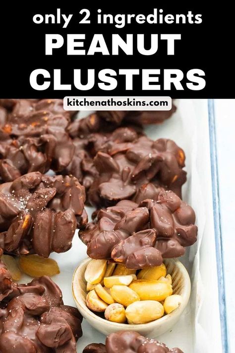 Peanut Clusters are the easiest candy you'll make using just 2 ingredients. With just 5 minutes of prep time, they are easy to make in the microwave or stovetop and make an excellent Christmas or hostess gift! Choc Covered Peanut Clusters, Homemade Peanut Clusters, Microwave Candy, Easy Peanut Clusters 3 Ingredients, Microwave Peanut Clusters Recipe, White Chocolate Peanut Clusters Crock Pot Candy, Peanuts And Chocolate Clusters, Crock Pot Chocolate Nut Clusters, Candied Nuts Easy Stove Top