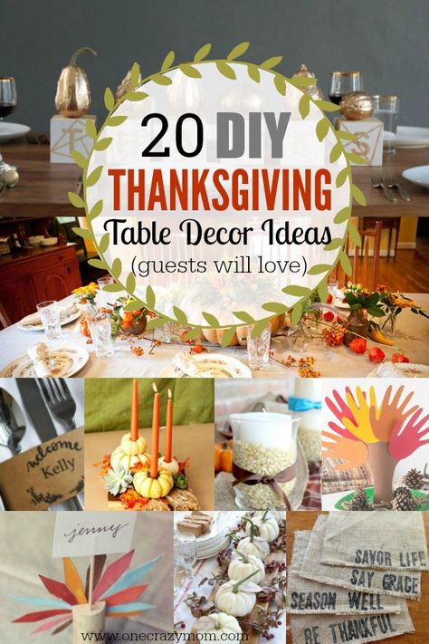 Make your table beautiful with these easy Thanksgiving table decor ideas. 20 Thanksgiving table decorating ideas that are budget friendly and easy to make. #onecrazymom #Thanksgiving #ThanksgivingDecor Thanksgiving Table Settings Centerpieces, Thanksgiving Decorations Diy Table, Easy Thanksgiving Table Decor, Thanksgiving Table Decor Ideas, Thanksgiving Table Settings Simple, Simple Thanksgiving Table, Table Decorating Ideas, Thanksgiving Table Decor, Thanksgiving Projects