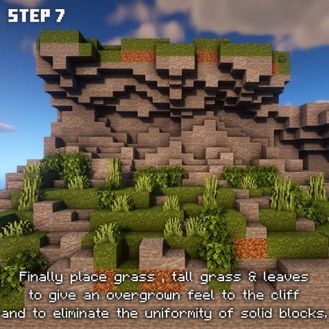 Minecraft Cliff Wall, Minecraft Cliff Design, Terraform Minecraft, Minecraft Cliff Builds, Minecraft Cliff Terraform, Minecraft Terraforming Cliff, Cliff Minecraft, Minecraft Achievement, Terrain Minecraft