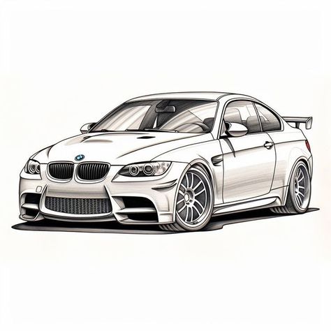 Bmw Sketch, Bmw Art, Coloring Designs, Bike Sketch, Sky Anime, Cool Car Drawings, Car Tattoos, Adult Coloring Designs, Car Design Sketch