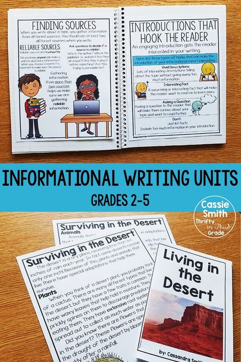 Guide your 2nd, 3rd, 4th, or 5th grade students through the process of writing an informational report. These writing units include everything you need to teach your students how to conduct research and write an expository report. Students will learn how to hook their reader in the introduction, research, and write an organized report with text features to support. A mentor text is provided for you to use an example. The unit also includes posters, rubrics, and checklists. Teaching Informational Writing, Writing Transitions, Informational Writing Prompts, Writing Mentor Texts, Informative Essay, Writing Introductions, Expository Writing, 4th Grade Writing, Third Grade Reading