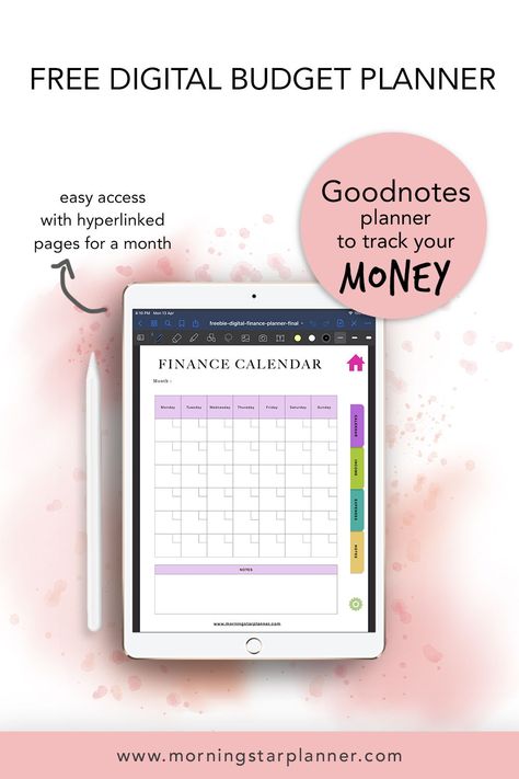 Want to track your money for free? Get this free digital budget planner for effective money management. This Goodnotes planner will allow to take control over your money and managae your bills. #budgetplanner #digitalplanner #goodnotesplanner Free Budget Planner For Ipad, Free Digital Finance Planner, Digital Budget Planner Free Download, Goodnotes Finance Template Free, Free Digital Budget Planner For Ipad, Digital Budget Planner Goodnotes Free, Ipad Budget Template Free, Goodnotes Budget Template Free, Financial Planner Printables Free