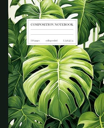 Amazon.com: Composition Notebook College Ruled: Monstera Plants Vintage Botanical Illustration Tropical Plant Aesthetic Journal Wide Lined for School, College, Office, Work: Notebooks, London Reed, House, Goodline Publishing: Books Plants Cover Page, Illustrated Notebook Cover, Old Composition Notebook, Green Composition Notebook, Nature Notebook Cover, Goodnotes Cover, Plant Notebook, College Office, Plants Vintage