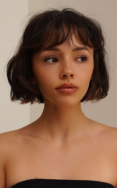 soft stacked french bob, french bob haircut, bob haircut with fringe, french bob haircuts 2021 Trendy Hairstyle, Haircut Inspiration, Shot Hair Styles, Trendy Hair Color, Penteado Cabelo Curto, 짧은 머리, Short Hair Haircuts, Short Hair With Bangs, Cut My Hair