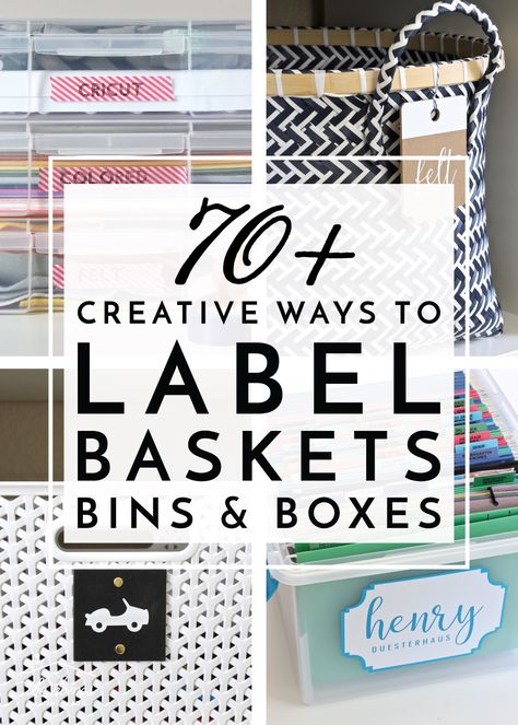 Ready to organize all the things? Check out these 70+ creative ways to label baskets, bins, boxes & more! Laundry Basket Labels Printable, Best Way To Label Storage Bins, Basket Labels Closet, Basket Tags Organization, Closet Storage Labels, How To Label Baskets, Storage Labels Ideas, Labels For Organizing Bins, Home Label Ideas