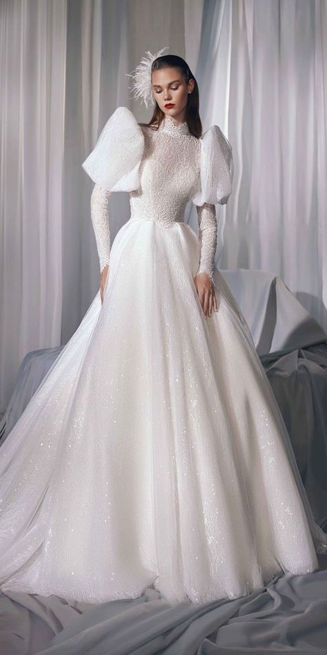 Bridal Collection 2023, Goddess Wedding Dress, Plain Wedding Dress, Simple Wedding Gowns, Long Sleeve Wedding Gowns, Bridal Gowns Mermaid, Bridal Ball Gown, Top Wedding Dresses, Dream Wedding Ideas Dresses