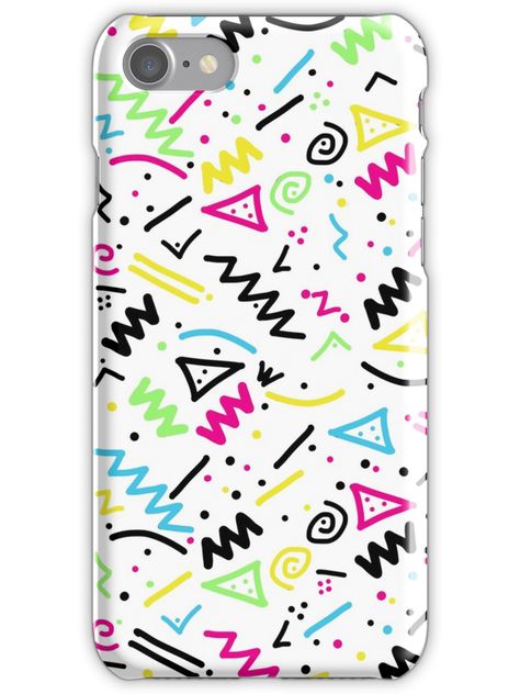 Retro 80's 90's Neon Pink Green Blue Yellow Doodle iPhone 7 Snap Case 90s Pattern, Doodle Sketch, 80s Retro, Postcard Size, Paper Texture, Neon Pink, Doodle Art, Blue Yellow, Pink And Green