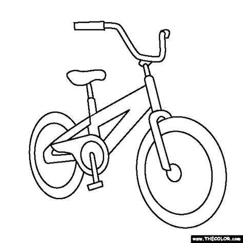 100% free coloring page of a Bike. Color in this picture of a Bike and share it with others today! Bike Drawing Simple, Bicycle Drawing, Simple Bike, Bike Drawing, Boy Bike, Boy Coloring, Preschool Colors, Paper Wall Hanging, Inspirational Photos