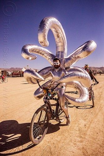 Dystopian Disney, Unusual Costumes, Buring Man, Burning Man Bike, Burning Man Images, Black Rock Desert Nevada, Inflatable Art, Africa Burn, Burning Man 2015