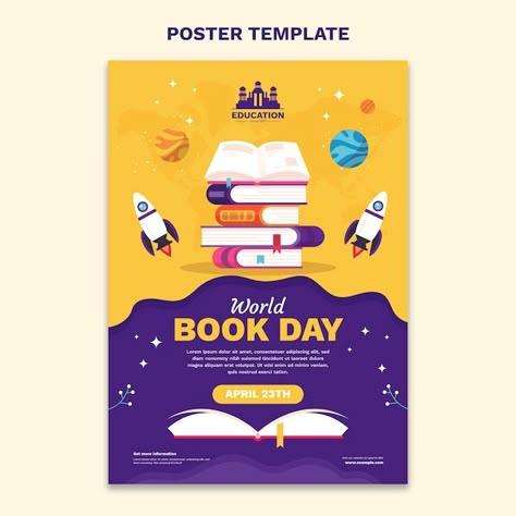 Poster On World Book Day, Poster Book Aesthetic, Book Posters Design, Poster About Reading, Book Sale Poster, Cartoon Poster Design, Canva Posters Design, Book Fair Poster, Book Poster Design