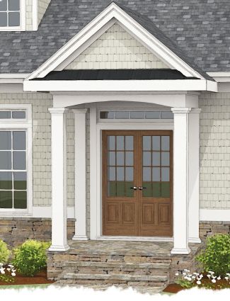 Entry On Side Of House, Small Covered Entry Porch, Gable Roof Porch Front Entry, Small Porch Design, Portico Addition, House Entrance Exterior, Porch Construction, Porch Cover, Front Portico