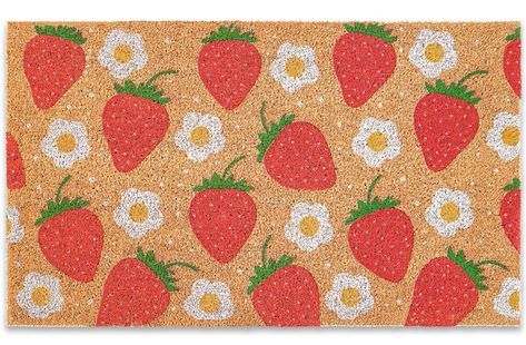 PRICES MAY VARY. DELICATE DESIGN: Our doormat is patterned with strawberries and flowers, adorable and rustic, which will create a strong holiday atmosphere for your home. DURABLE MATERIAL: The doormat is made of good quality coir, exquisite and safe. It will keep the floor clean and reduce the possibility of falling. Notice: The doormat is rolled when packed, and it may uneven when you receive it, you can use a heavy object to press it, which will not affect normal use. LARGE SIZE: The doormat Door Rugs Indoor, Cute Front Door, Welcome Mat Front Door, Door Mat Ideas, Tropical Doors, Backyard Dog Area, Cute Door Mats, Barbie Dreamhouse, Indoor Outdoor Carpet