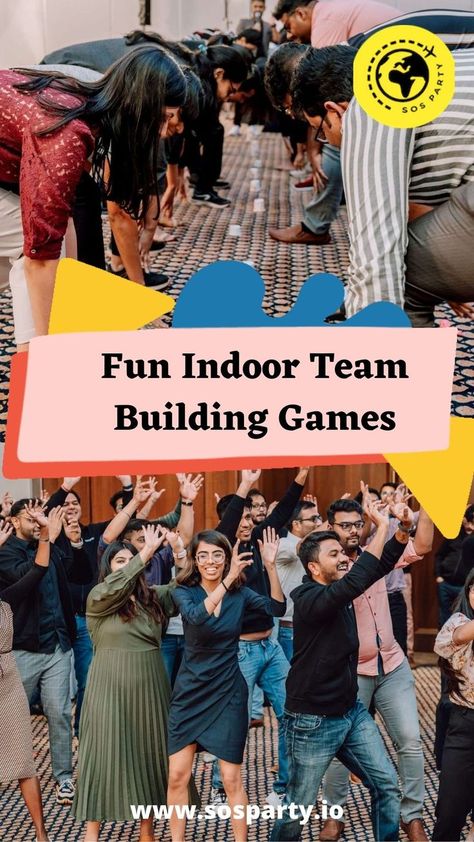 Fun Indoor Team Building Games Office Team Building Games, Indoor Team Building Games, Quick Team Building Activities, Indoor Team Building Activities, Office Team Building Activities, Team Bonding Games, Fun Team Building Games, School Team Building Activities, Indoor Team Building