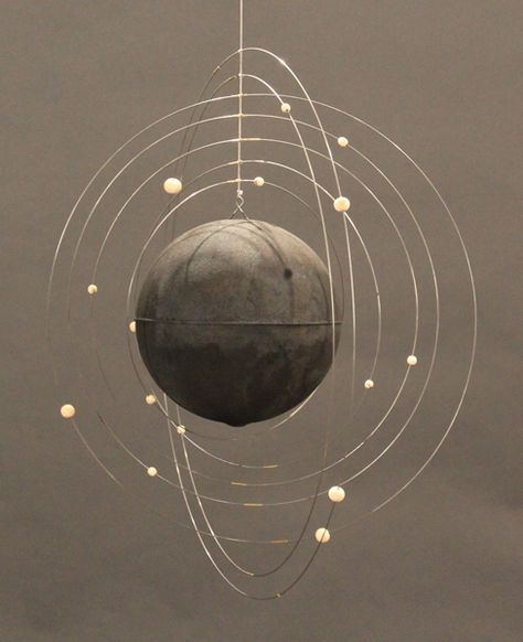 Orbiting mobile. Diy Lampe, Kinetic Sculpture, Hanging Mobile, The Ceiling, Arte Floral, Sacred Geometry, Solar System, Installation Art, Astronomy