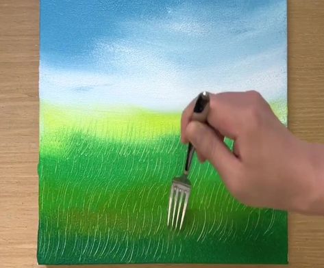 Painting Skills Tutorials, Sunflower Field Painting Easy, Field Of Sunflowers Painting, Sunflower Painting For Beginners, Painting A Sunflower, Sunflower Acrylic, Easy Landscape Paintings, Painting Skills, Acrylic Painting Flowers