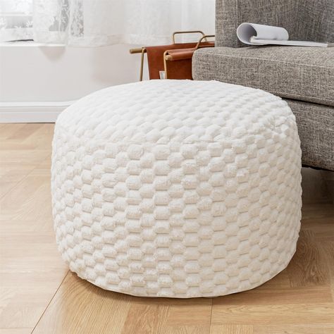 PRICES MAY VARY. 【Comfort Pouf Ottoman Material】Extra soft plush fiber and high-density memory-foam thick backing which gives you a soft sense to touch.all the material is the fabric, no glue,no cardboard,it is better for your body.and it is more comfortable than the hard ottoman to rest your feet for long time. 【Large Opening and Durable Zipper】Large and round zipper opening on the bottom,it is easy for opening and stuffing. 【Multi-Purpose Pouf Ottoman】 Great as comfortable foot stool, extra se Foot Rest Under Desk, Faux Fur Ottoman, Fur Ottoman, Textile Recycling, Easy Stuffing, Foot Rest Ottoman, Bubble Pack, Old Towels, Ottoman Cover