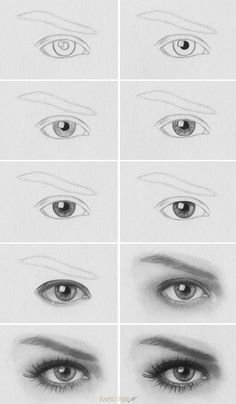 Tutorial: How to Draw Realistic Eyes  http://rapidfireart.com/2013/05/08/how-to-draw-eyes/ Draw An Eye, Portrait Au Crayon, Realistic Eye Drawing, Desen Realist, Eye Drawing Tutorials, Drawing Hair, Drawing Eyes, Siluete Umane, Realistic Eye