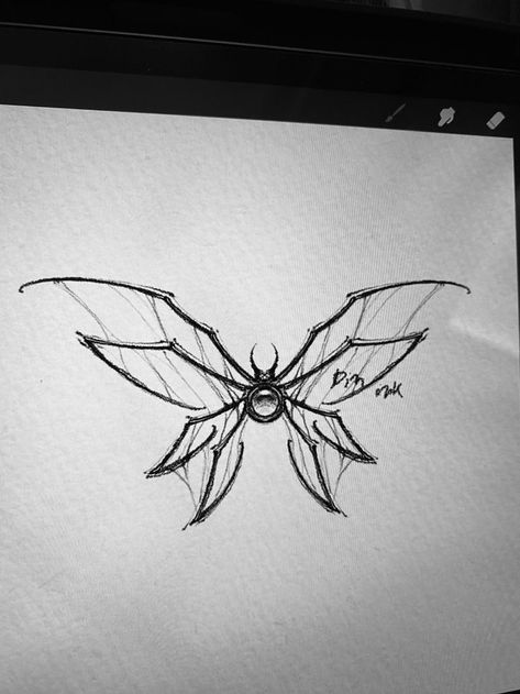 Spider Butterfly Drawing, Spider And Butterfly Tattoo, Cybersigilism Tattoo Butterfly, Spiderweb Butterfly Tattoo, Spider Butterfly Tattoo, Creepy Butterfly Tattoo, Spiderweb Butterfly, Spider And Butterfly, Cybersigilism Tattoo Template