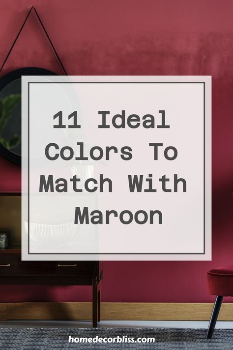 Explore 11 ideal colors that beautifully complement maroon in your home decor, fashion choices, and accessories. From timeless neutrals to bold hues, find the perfect color schemes to elevate your style and create a stunning visual impact. Whether you're looking for a sophisticated look or a vibrant pop of color, these carefully curated options will inspire you to experiment and create striking combinations with maroon. Upgrade your color palette effortlessly with these chic and versatile choice Colors To Pair With Maroon, Shades Of Maroon Color Schemes, Bedroom Bold Colors, Burgundy Paint Colors Accent Walls, Wine Red Living Room Decor, Cranberry Living Room Ideas, Burgundy Feature Wall Living Room, Wine Sofa Living Room Ideas, Colors That Complement Burgundy